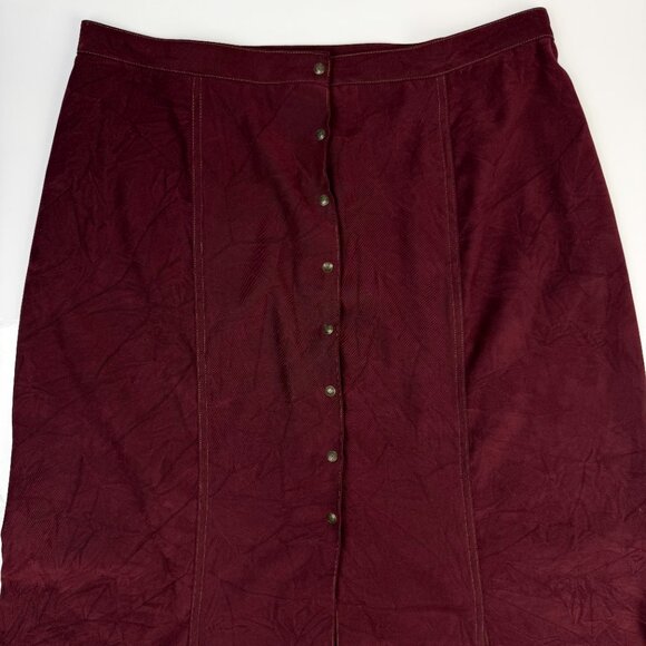 MARIE_CLAIRE Western A-line Buttoned Cottagecore Burgundy Flared Maxi Skirt‎ L - Picture 3 of 8